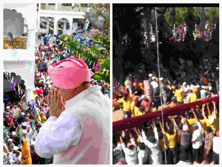 श्री गुरु राम राय दरबार में 90 फीट ऊंचे झंडे जी का आरोहण श्री महंत देवेंद्र दास महाराज जी की अगुआई में झंडा जी का आरोहण